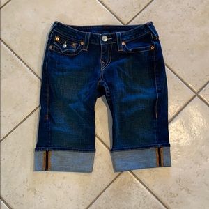 True Religion Indigo Roll-Cuff Denim Bermuda Shorts